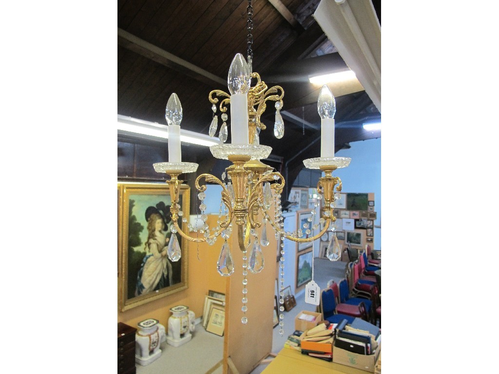 Appraisal: Cut glass ceiling light with ornate decoration