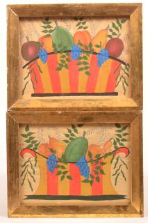 Appraisal: Pair of New England Basket of Fruit Paintings Pair of