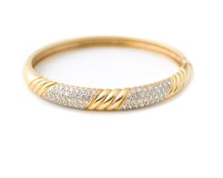 Appraisal: Ladies k Yellow Gold Diamond Bangle Bracelet Ladies k yellow