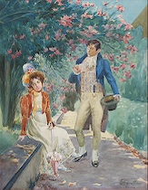 Appraisal: Cavallaro Italian early th Century Courting in a garden Watercolor