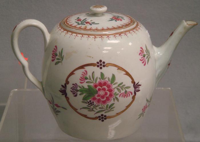 Appraisal: English pearlware teapot floral decoration th c h no damage