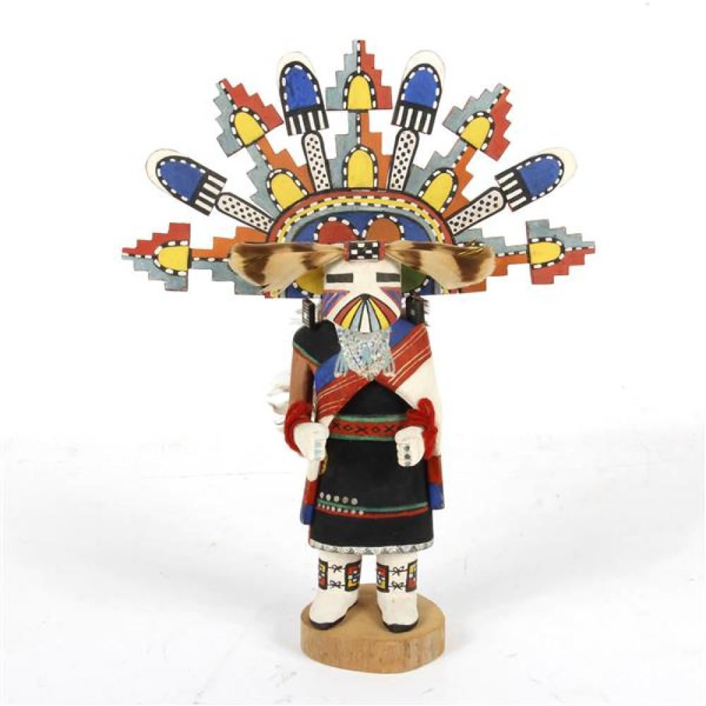 Appraisal: LARGE NATIVE AMERICAN INDIAN KACHINA DOLL WITH GEOMETRIC FEATHER HEADDRESS