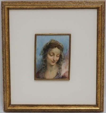 Appraisal: FRAMED MINIATURE PORTRAIT PAINTING OF A WOMAN INRENAISSANCE GARB SIGNED