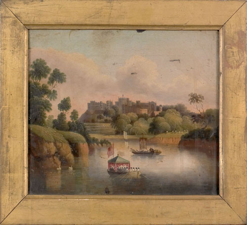 Appraisal: English early th c oil on canvas landscape with a