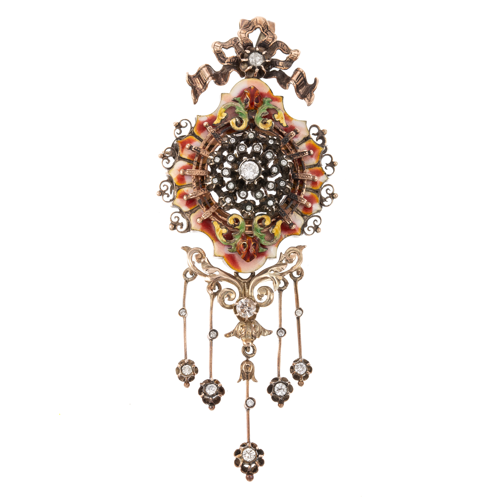 Appraisal: AN EASTERN EUROPEAN ENAMEL DIAMOND BROOCH IN K K yellow