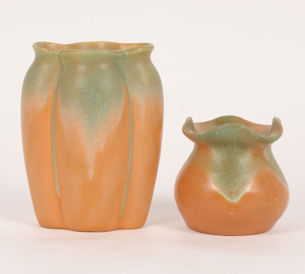 Appraisal: Muncie Art Pottery lot of two vases with Matte Green