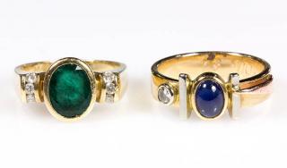 Appraisal: Lot of gemstone and k yellow gold rings Lot of