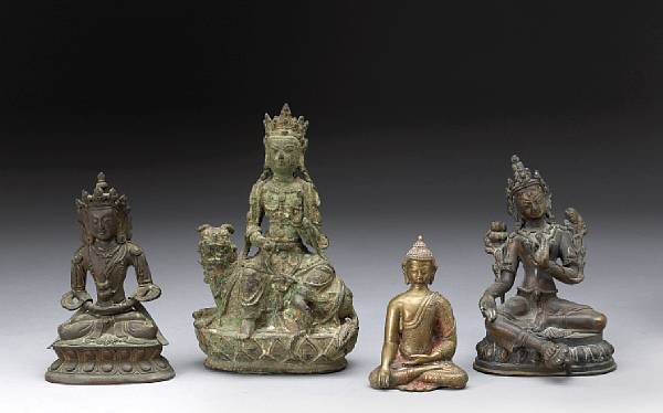 Appraisal: A group of four bronze Buddhist figures Ming Dynasty and