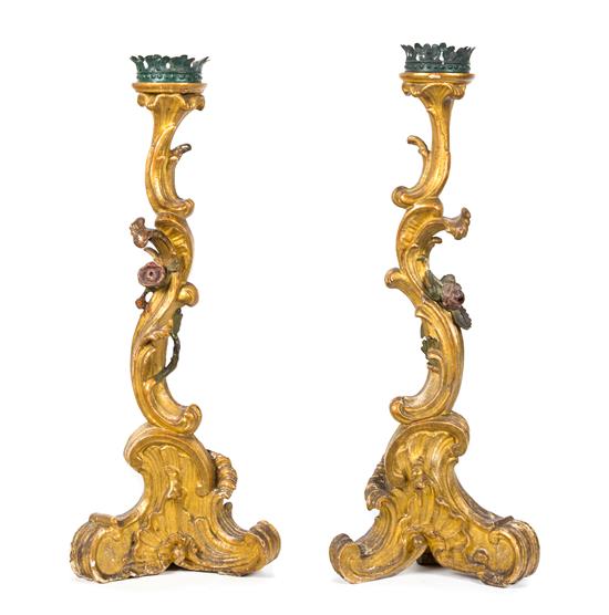 Appraisal: Sale Lot A Pair of Italian Rococo Carved and Parcel