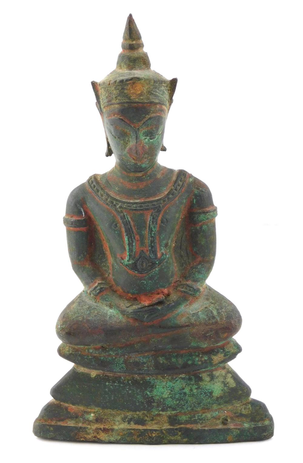 Appraisal: ASIAN THAI SEATED BUDDHIST FIGURE EARLY BRONZE WITHOUT BASE FIGURE