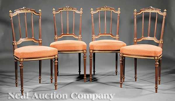 Appraisal: Four Antique Louis XVI-Style Carved Mahogany and Parcel Gilt Salon