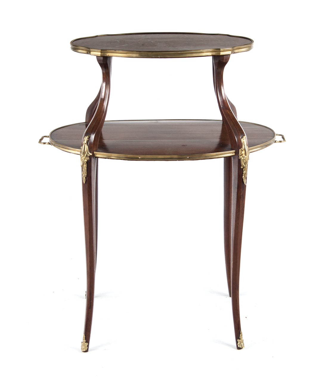 Appraisal: Louis XV style two-tier servante walnut table with cast brass