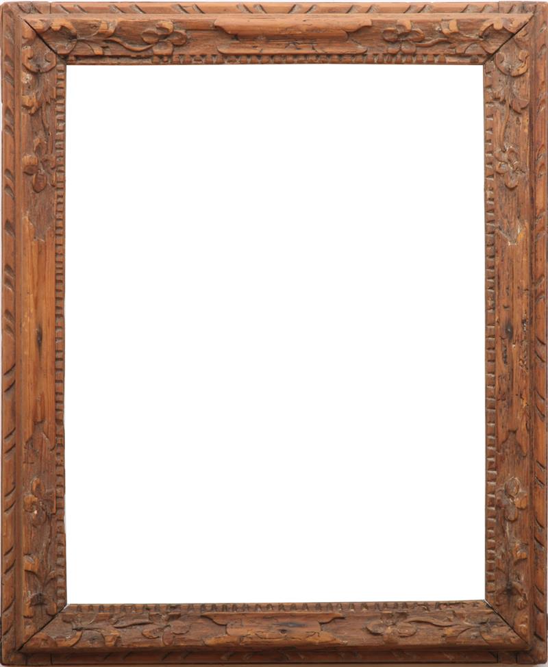 Appraisal: ITALIAN CARVED FRUITWOOD PICTURE FRAME PROBABLY VENETIAN With foliate carving