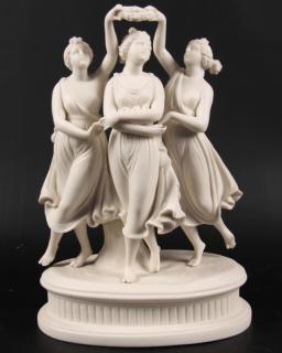 Appraisal: FRENCH BISQUE UNGLAZED PORCELAIN FIGURINE OF CLASSICAL WOMEN HOLDING HANDS