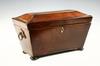 Appraisal: TEA CADDY - Circa mahogany raised top tea caddy Three