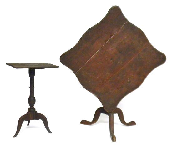 Appraisal: th C New England tilt-top table and candle stand two