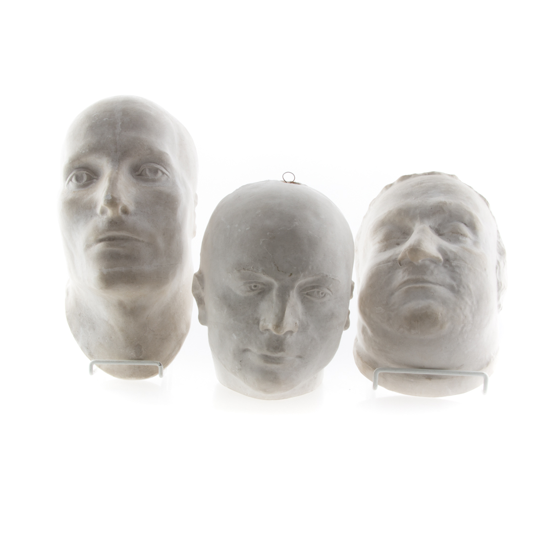 Appraisal: Three cast plaster death masks French historical figures including Emperor