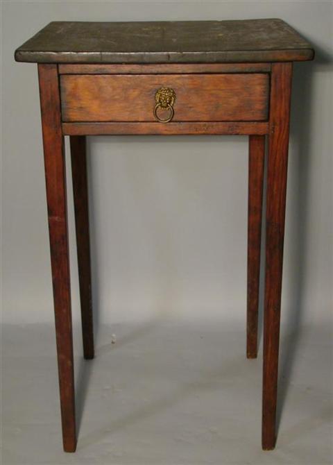 Appraisal: AMERICAN HEPPLEWHITE STAINED PINE WORK TABLE The square top with