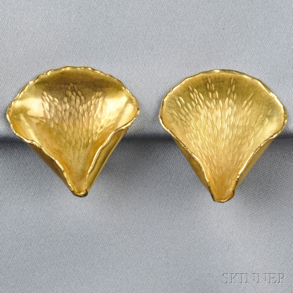 Appraisal: kt Gold Rose Petal Earclips Angela Cummings Tiffany Co c