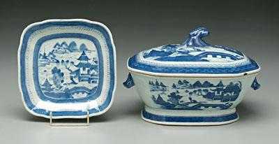 Appraisal: Two pieces Chinese export porcelain both blue and white Canton