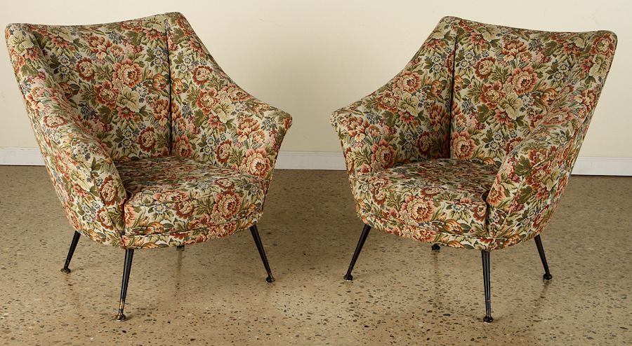 Appraisal: PAIR ITALIAN MID CENTURY MODERN CLUB CHAIRS C A pair