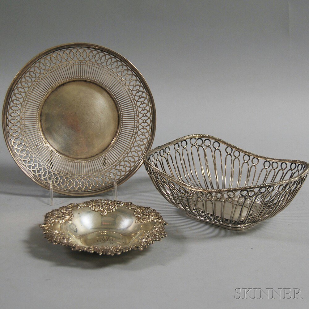 Appraisal: Three Sterling Silver and Silver-plated Dishes an E G Webster