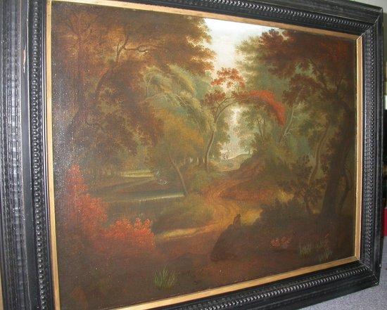 Appraisal: th Century English School Figures on a Wooded Path oil