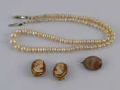 Appraisal: A mixed lot comprising a graduated cultured pearl necklace approx