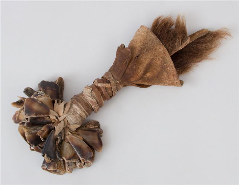 Appraisal: NATIVE AMERICAN DEER HIDE HOOF RATTLE x x in Provenance