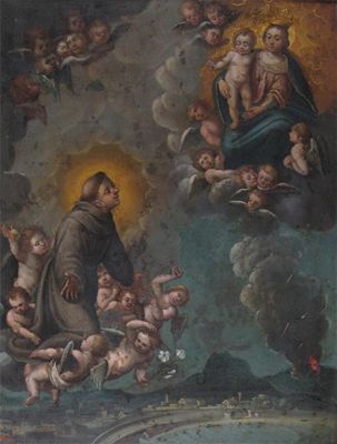 Appraisal: Italian School th Century The vision of St Francis Oil