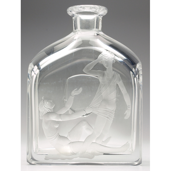 Appraisal: Orrefors decanter clear glass with etched design of Joseph and