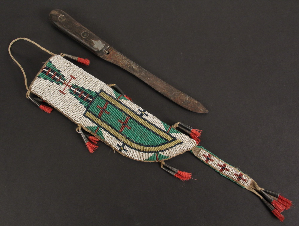 Appraisal: NATIVE AMERICAN KNIFE AND SHEATH - Fine Example of a