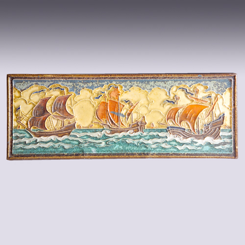 Appraisal: DE PORCELEYNE FLES Horizontal tile decorated in cuenca with three