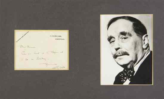 Appraisal: WELLS H G Autographed note signed ''H G Wells'' one