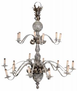 Appraisal: Pineapple and Leaf Decorated Tole -Light Chandelier designed by John