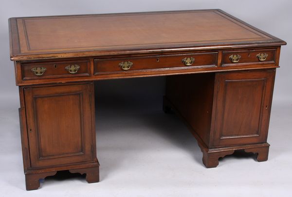 Appraisal: Georgian mahogany double pedestal base desk h x w x