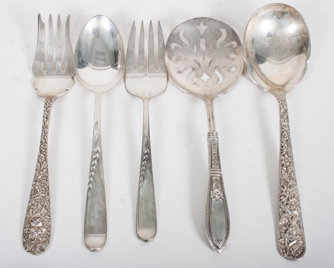 Appraisal: Four American sterling silver serving pieces including Stieff Rose meat