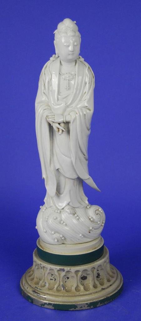 Appraisal: CHINESE BLANC DE CHINE FIGURE OF GUANYIN holding a willow