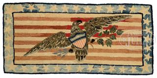 Appraisal: FOLK ART PATRIOTIC EAGLE HOOKED RUG State of Maine early