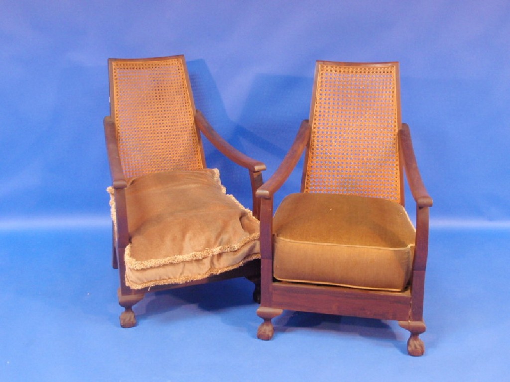 Appraisal: A pair of 's bergere open armchairs