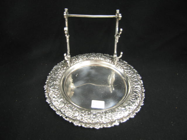 Appraisal: Victorian Silverplate Dresser Tray with rack repousse floral