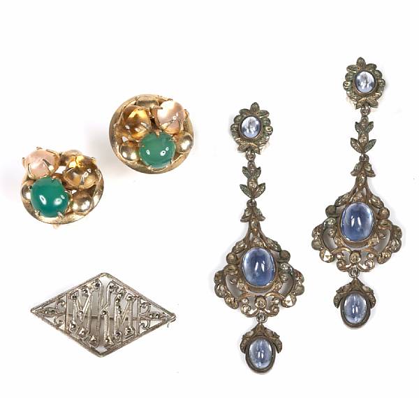 Appraisal: A collection of gem-set stone platinum and costume jewelery including