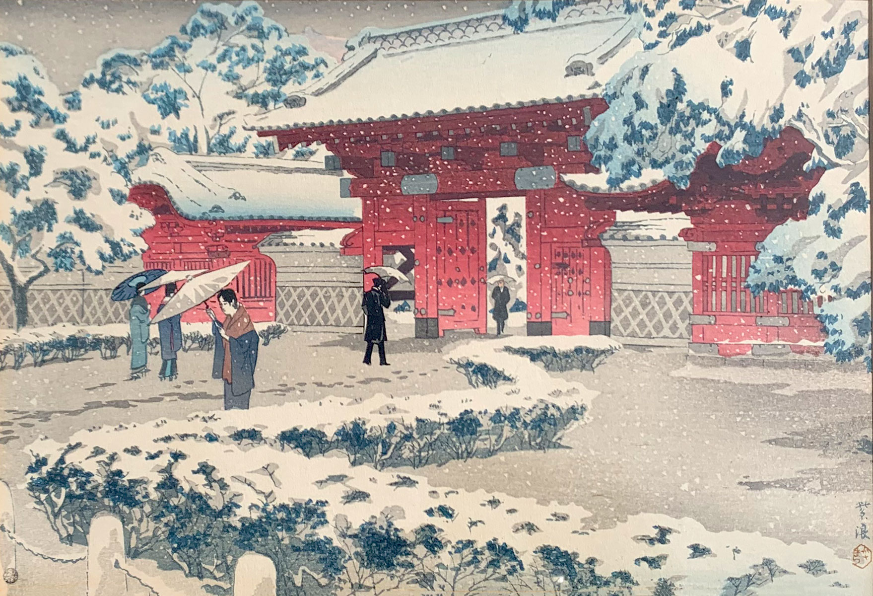 Appraisal: KASAMATSU Shiro Japanese - Snowy Day with Red Pagoda Japanese