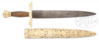 Appraisal: CARVED TH CENTURY CONTINENTAL IVORY RENAISSANCE REVIVAL DIRK Purely Renaissance