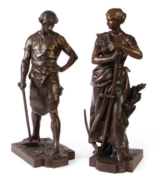 Appraisal: A group of two bronze figures 'Pax' and 'Pax et