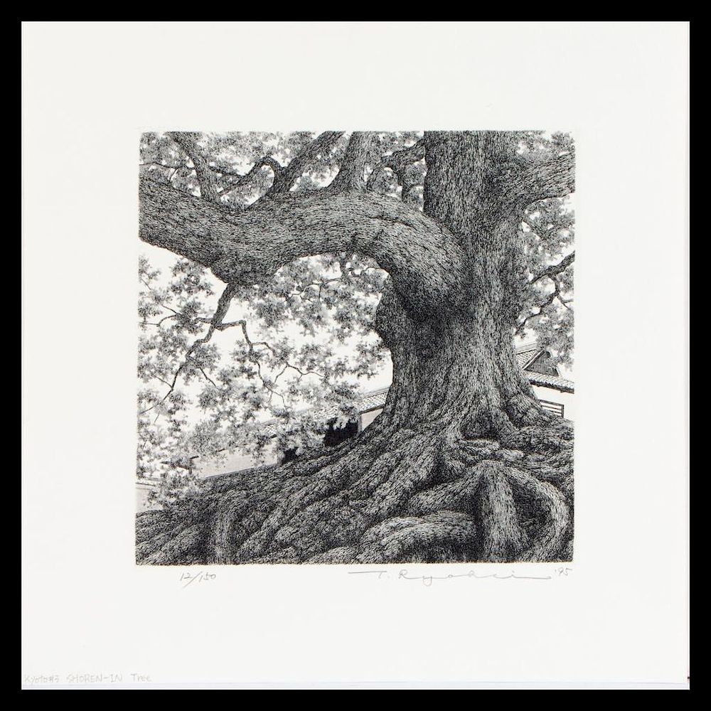 Appraisal: Tanaka Ryohei born Shoren-In Tree an etching by Tanaka Ryohei