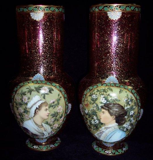 Appraisal: A pair of early th Century Bohemian glass vases of