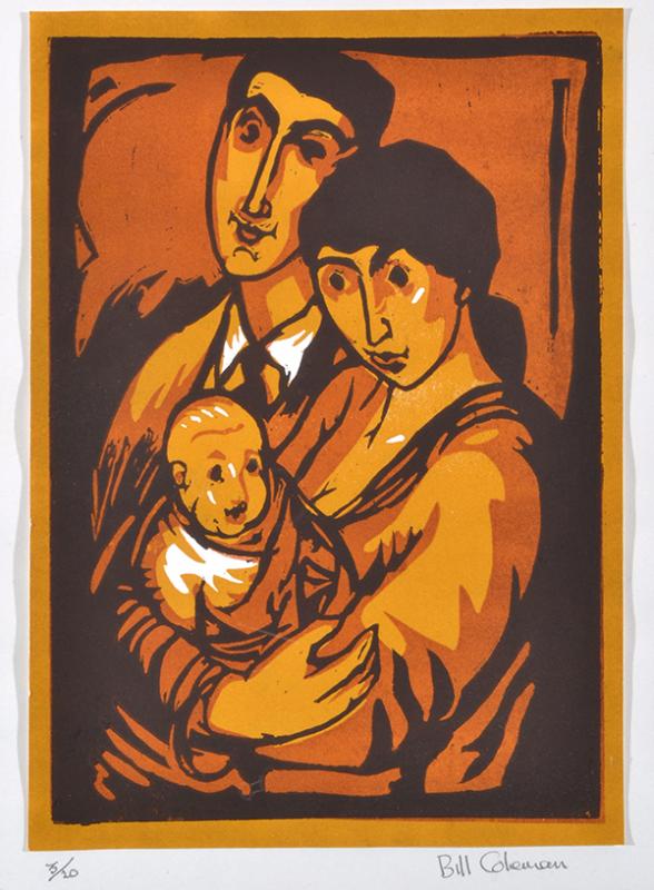 Appraisal: BILL COLEMAN - Young Family linocut BILL COLEMAN - Young