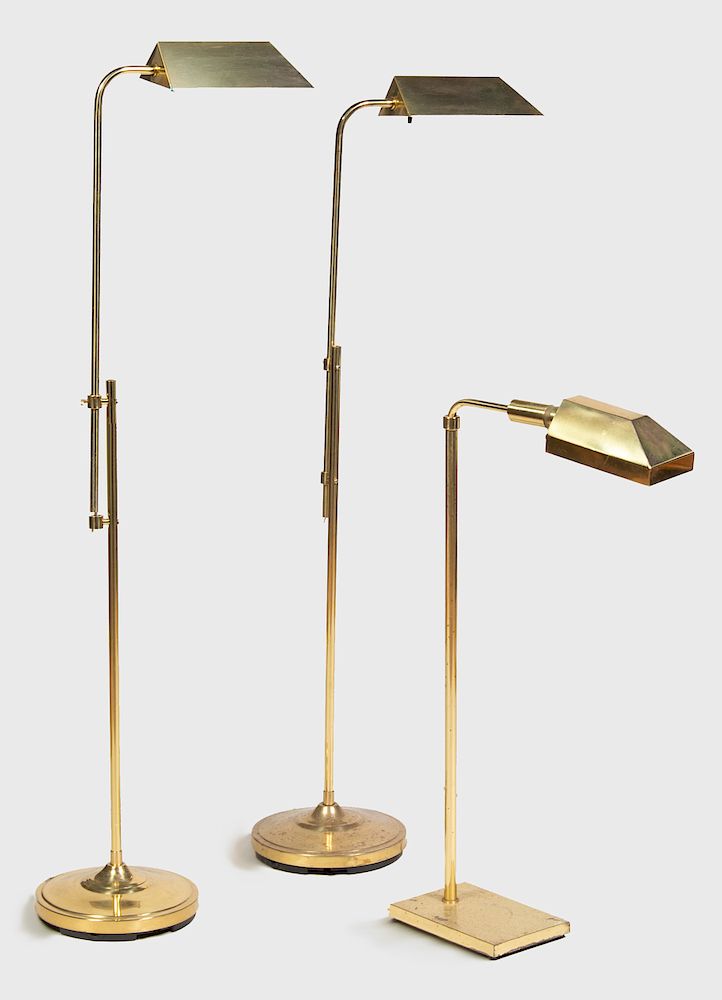 Appraisal: Pair of Brass Adjustable Reading Lamps Alsy Together with a