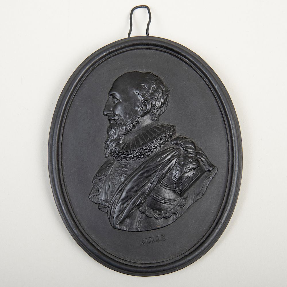 Appraisal: Wedgwood Black Basalt Oval Portrait Medallion of The Duc De